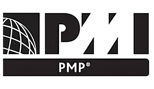 A black and white image of the pmp logo.