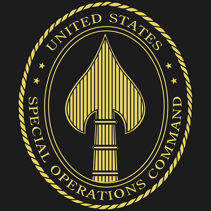 A gold seal of the united states special operations command.